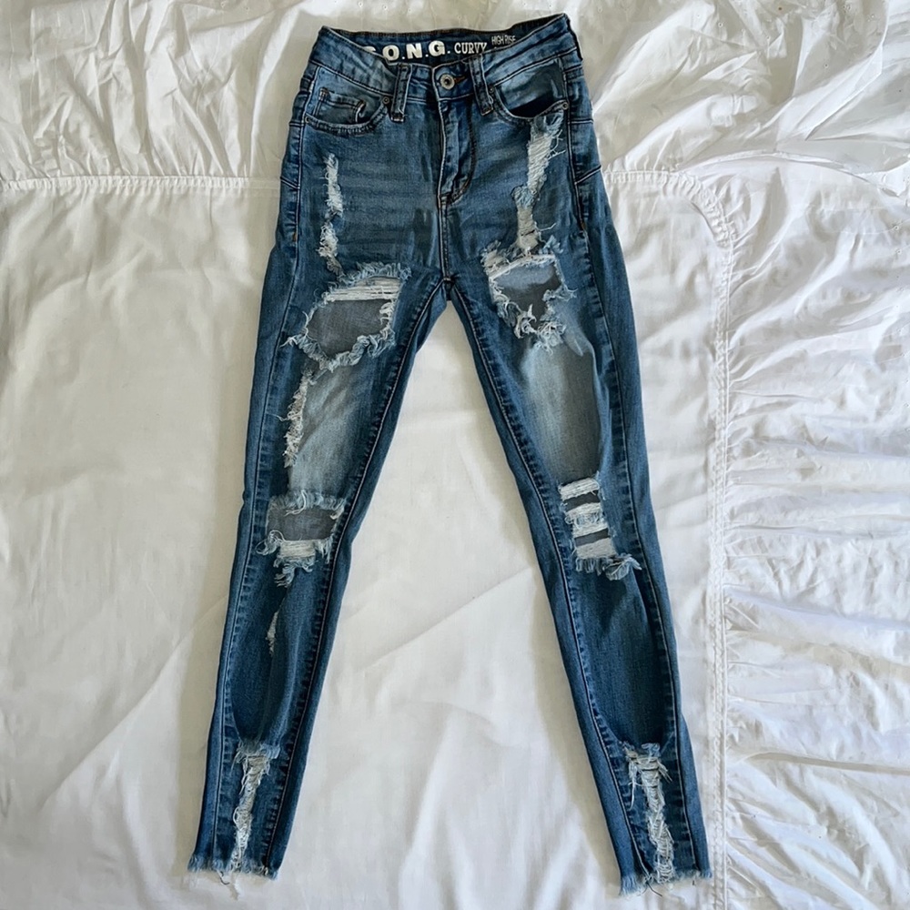 High rise Rip Skinny Jeans